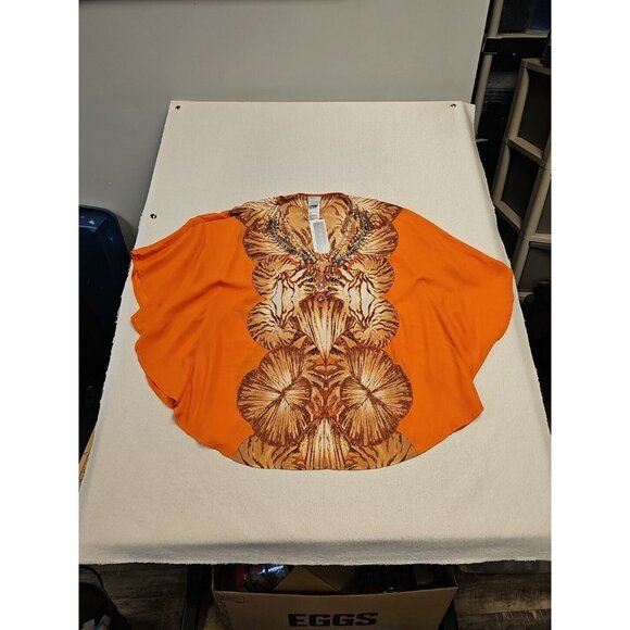 Chico's Tops - Chico's Poncho Bright Shell Paradise Lily Oarnge S/M New‎